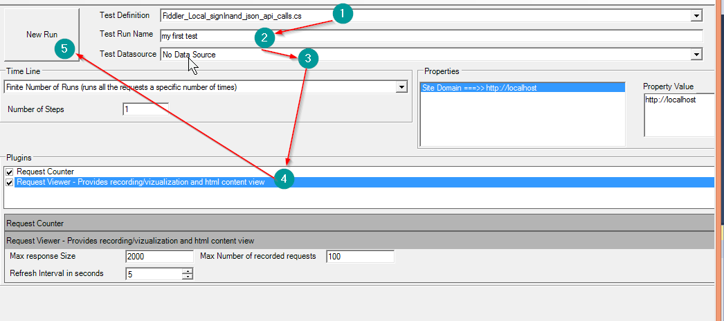 Set the Test Run Definition properties